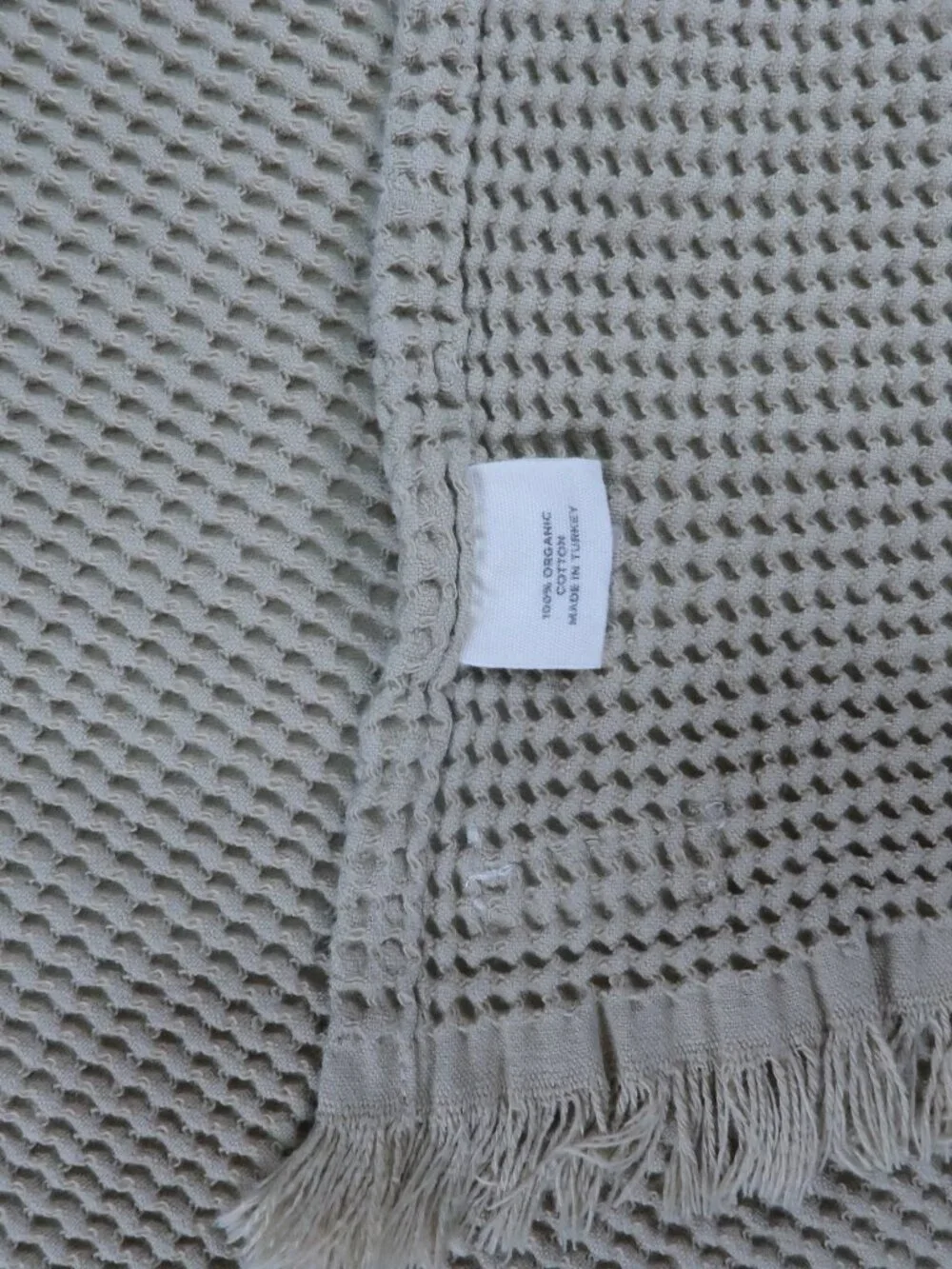 Sandcloud 100% Cotton Turkish Made Waffle Bath Towel Beige Fringe Spa